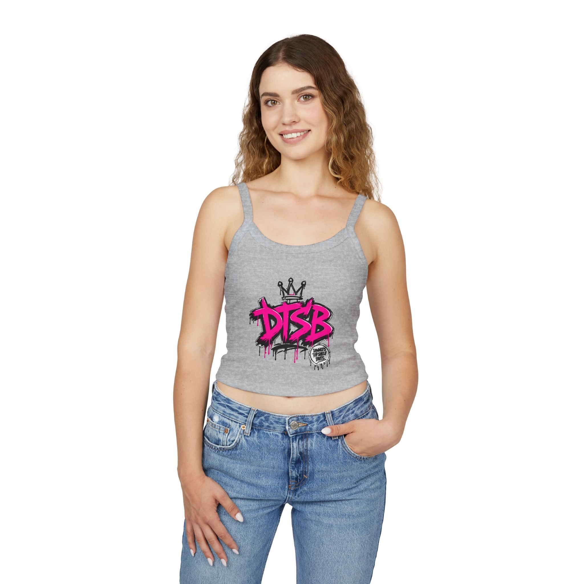 Women's Spaghetti Strap Tank Top Pink Logo