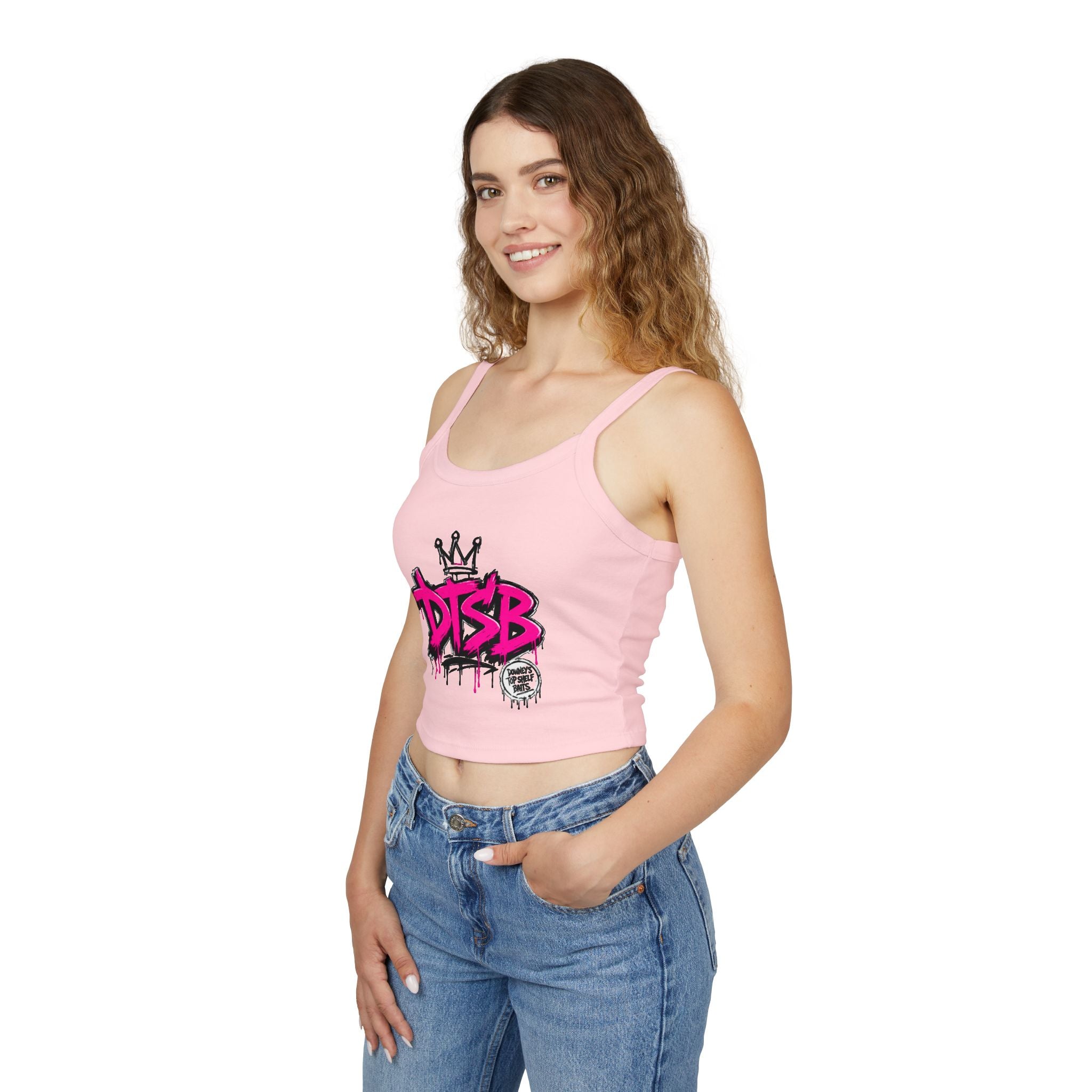 Women's Spaghetti Strap Tank Top Pink Logo
