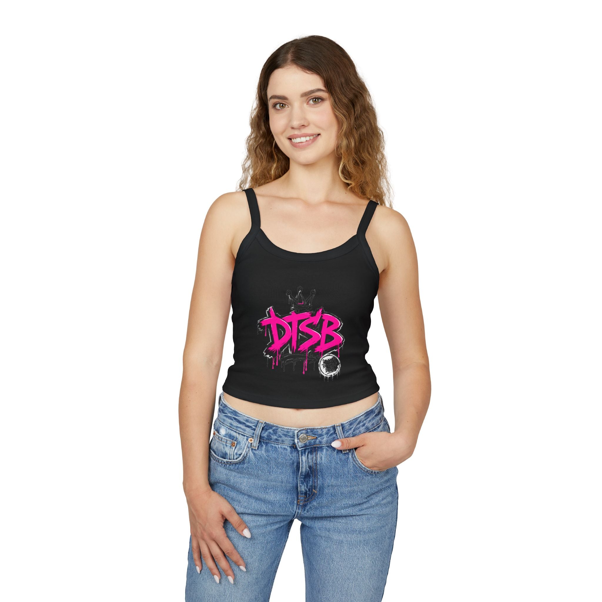 Women's Spaghetti Strap Tank Top Pink Logo