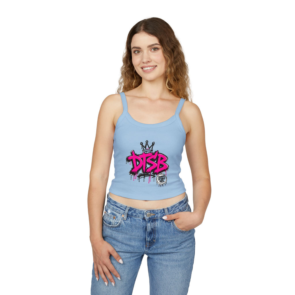 Women's Spaghetti Strap Tank Top Pink Logo